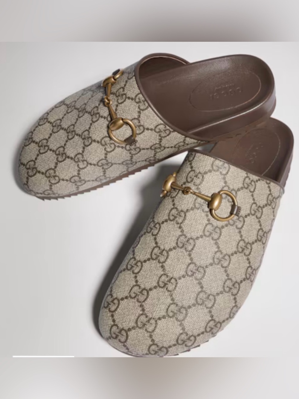 Gucci Beige/Brown GG Canvas Horsebit Mule